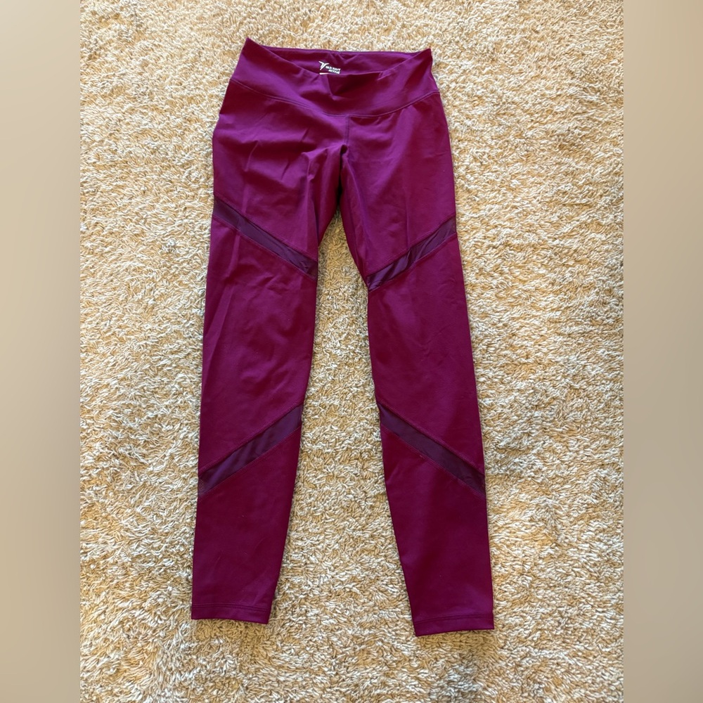 Burgundy Leggings with Mesh Detail